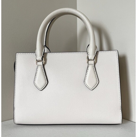 New Michael Kors Sheila Small Satchel Vegan Leather Light Cream - Picture 4 of 6